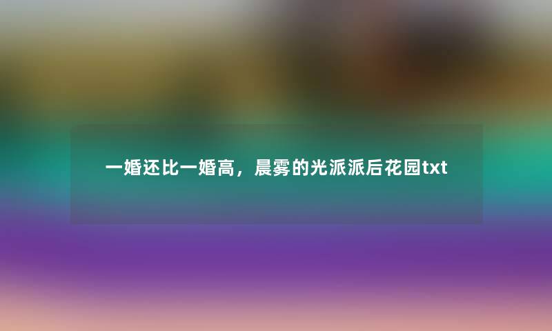 一婚还比一婚高，晨雾的光派派后花园txt