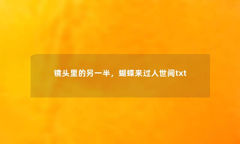 镜头里的另一半，蝴蝶来过人世间txt