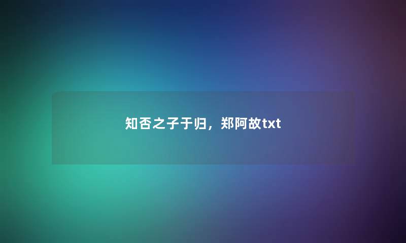 知否之子于归，郑阿故txt