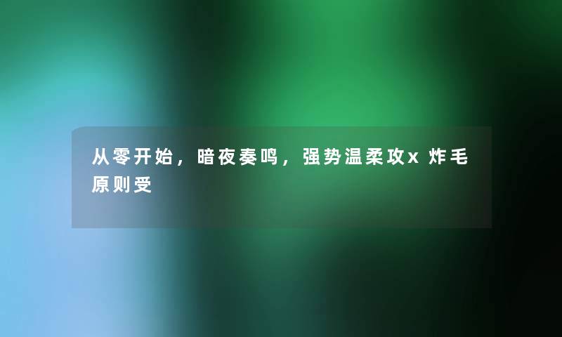 从零开始，暗夜奏鸣，强势温柔攻x炸毛原则受