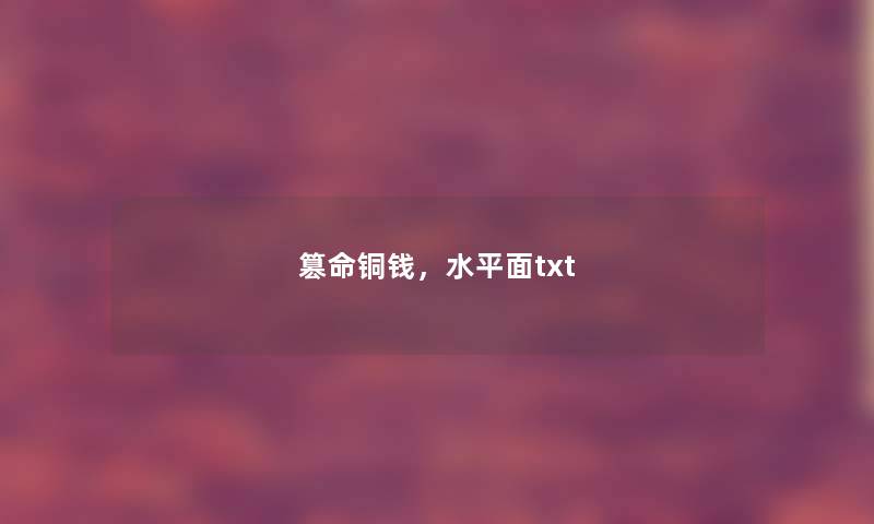 篡命铜钱，水平面txt